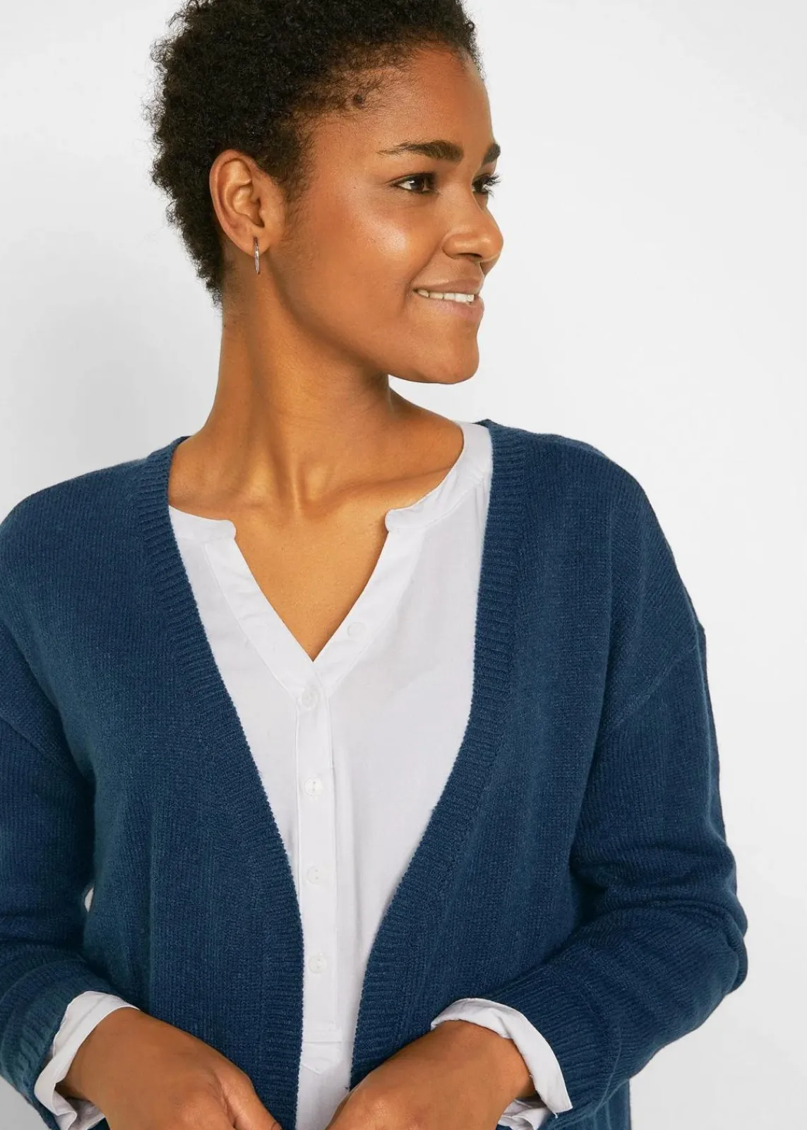 bonprix Pullover & Strickjacken|Basics^Longstrickjacke dunkelblau
