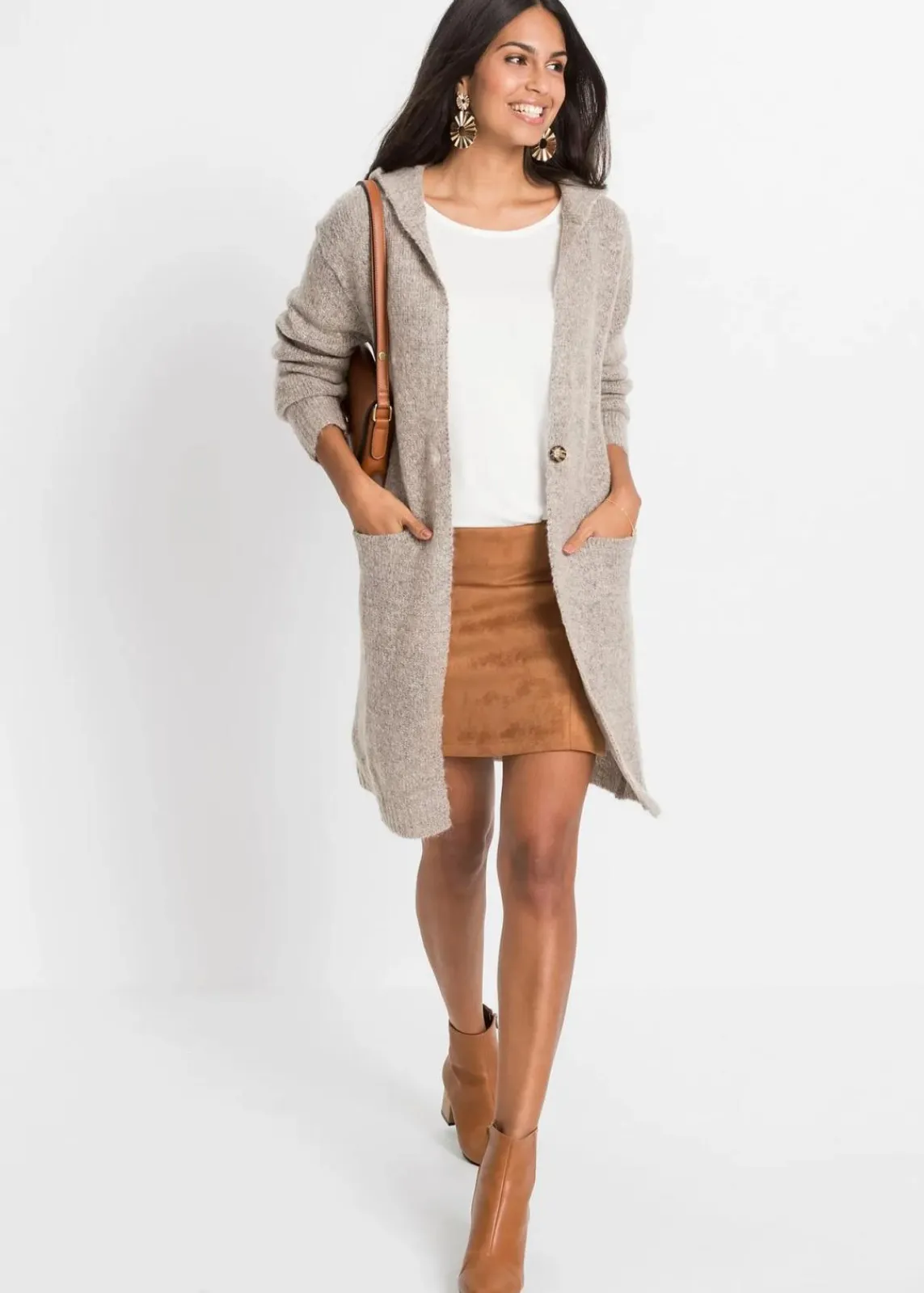 bonprix Bekleidung·Umstandsmode|Bekleidung·Jeans^Longstrickjacke hellbeige meliert