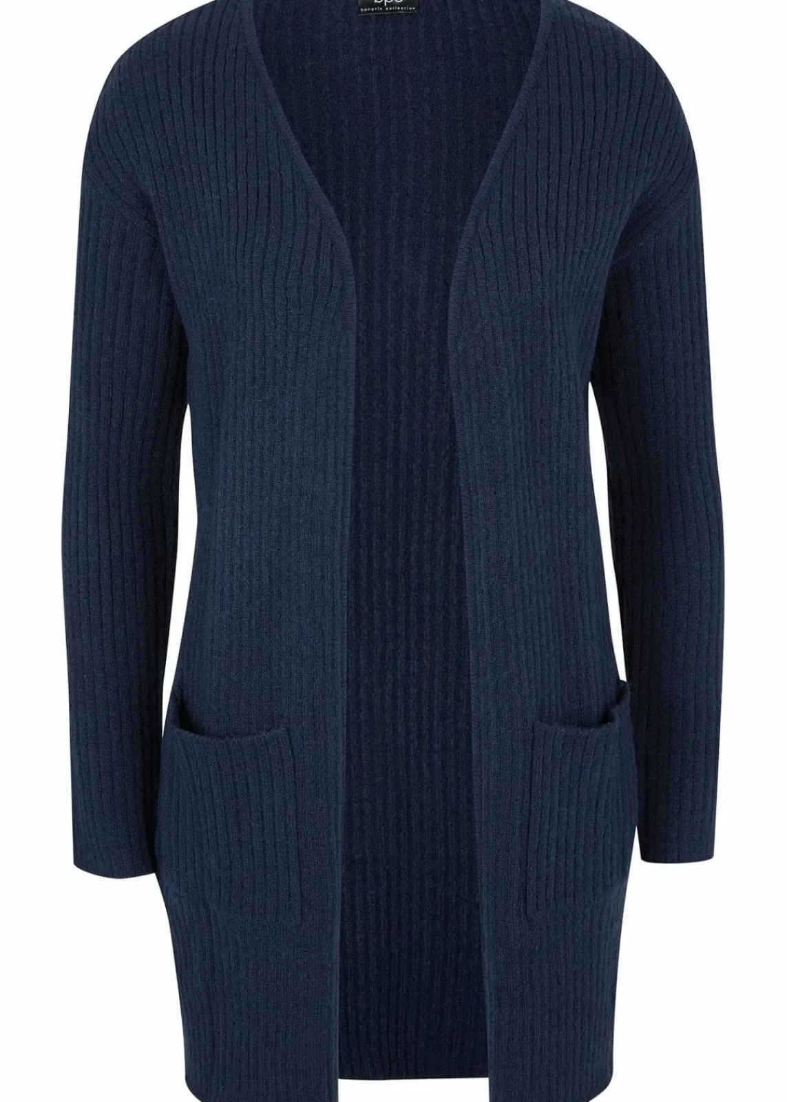 bonprix Strickmode|Pullover & Strickjacken^Longstrickjacke in breiter Rippenstruktur dunkelblau