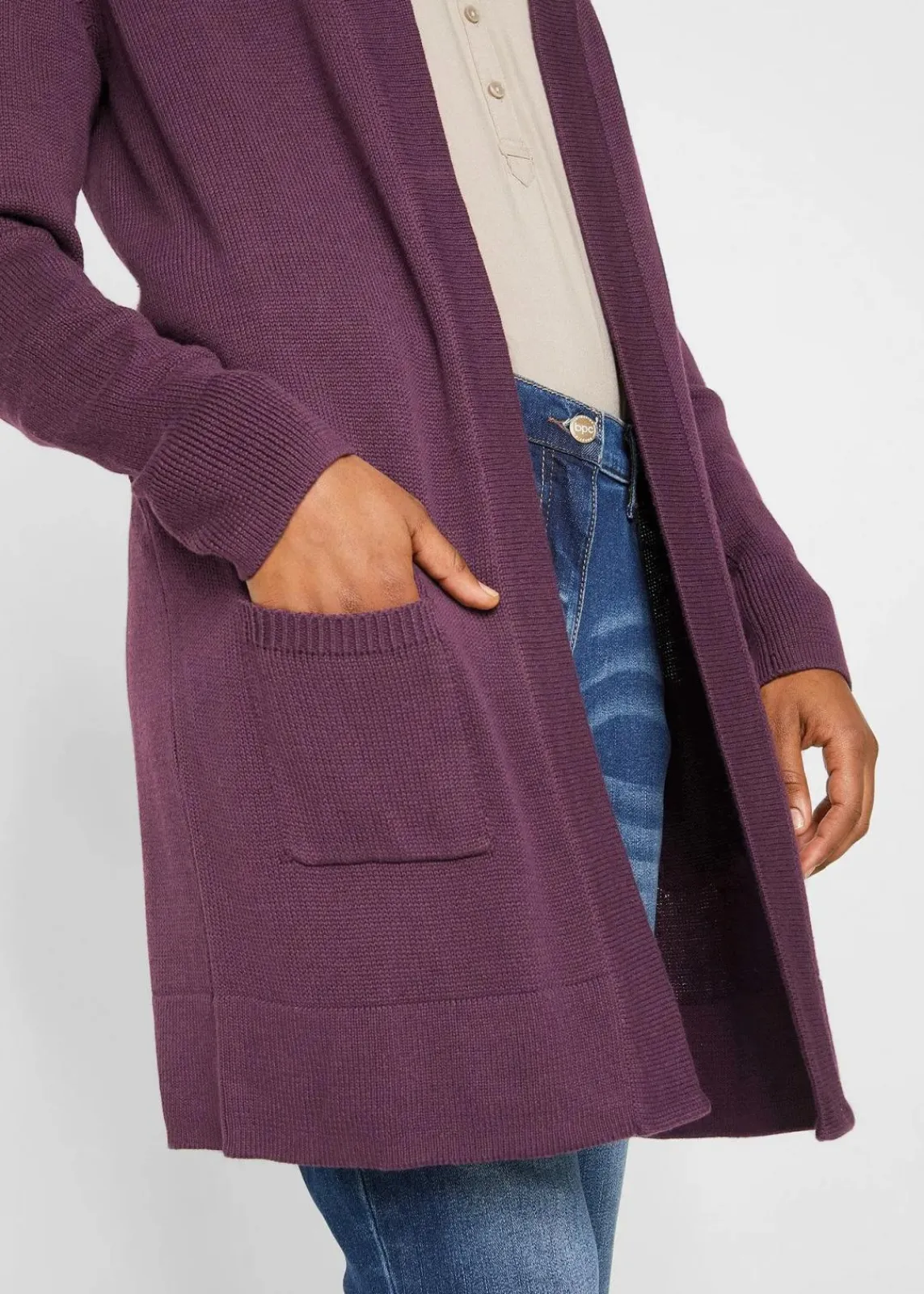 bonprix Strickmode|Pullover & Strickjacken^Longstrickjacke, Langarm holunderbeere