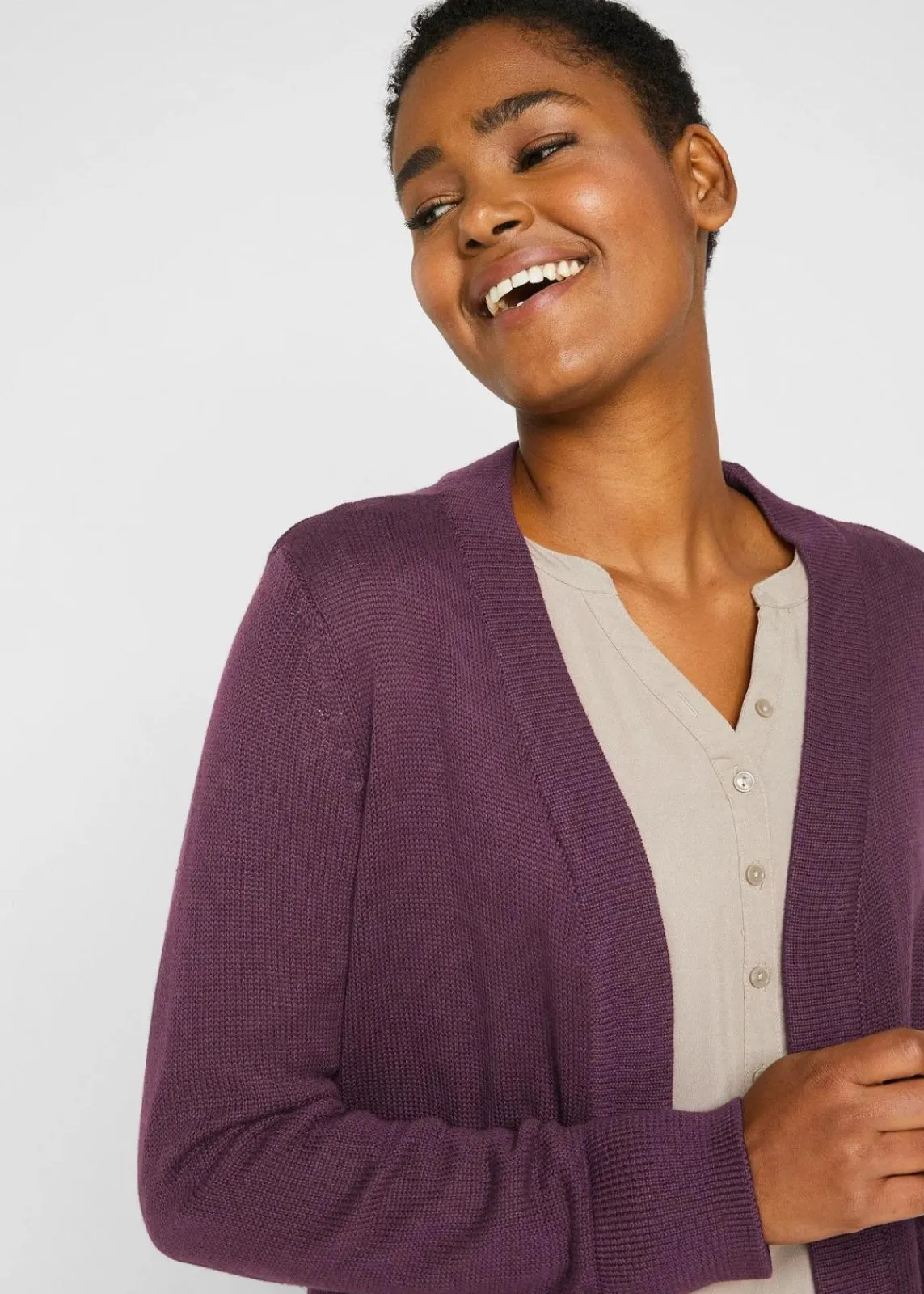 bonprix Strickmode|Pullover & Strickjacken^Longstrickjacke, Langarm holunderbeere