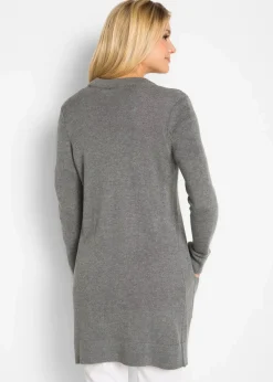 bonprix Strickmode|Pullover & Strickjacken^Longstrickjacke, Langarm grau meliert