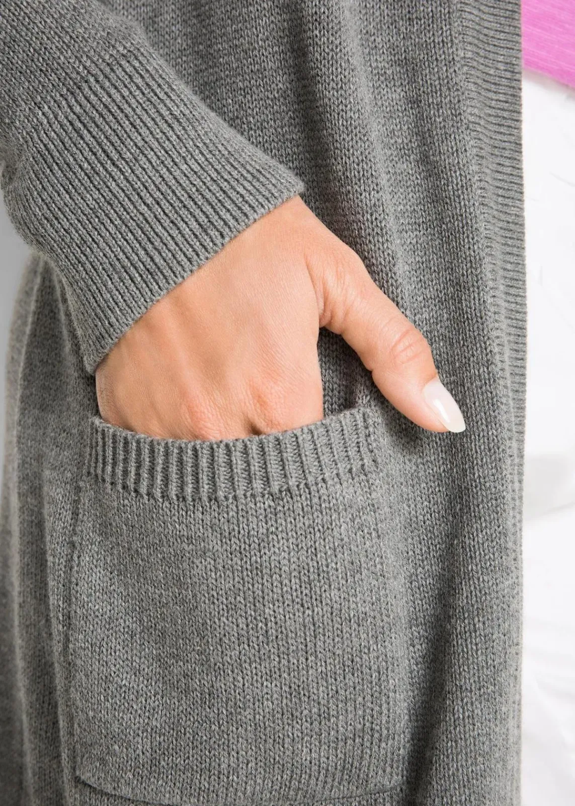 bonprix Strickmode|Pullover & Strickjacken^Longstrickjacke, Langarm grau meliert