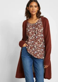 bonprix Bekleidung·Röcke|Bekleidung·Jeans^Longstrickjacke, Langarm mahagonibraun