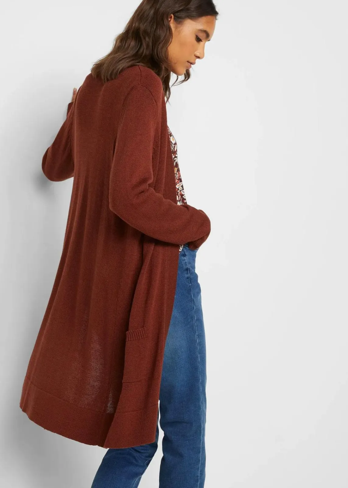 bonprix Bekleidung·Röcke|Bekleidung·Jeans^Longstrickjacke, Langarm mahagonibraun