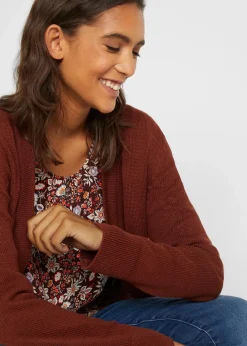 bonprix Bekleidung·Röcke|Bekleidung·Jeans^Longstrickjacke, Langarm mahagonibraun