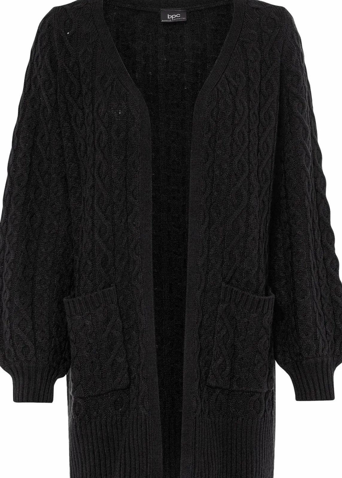 bonprix Pullover & Strickjacken|Strickmode^Longstrickjacke mit Ballonärmeln schwarz