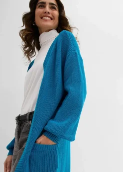 bonprix Bekleidung·Umstandsmode|Strickmode^Longstrickjacke mit überschnittener Schulter atlantiktürkis