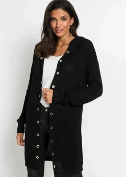 bonprix Bekleidung·Umstandsmode|Bekleidung·Jeans^Longstrickjacke mit Kapuze schwarz