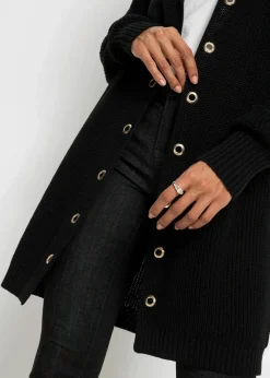 bonprix Bekleidung·Umstandsmode|Bekleidung·Jeans^Longstrickjacke mit Kapuze schwarz