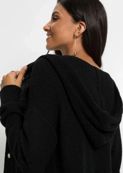 bonprix Bekleidung·Umstandsmode|Bekleidung·Jeans^Longstrickjacke mit Kapuze schwarz