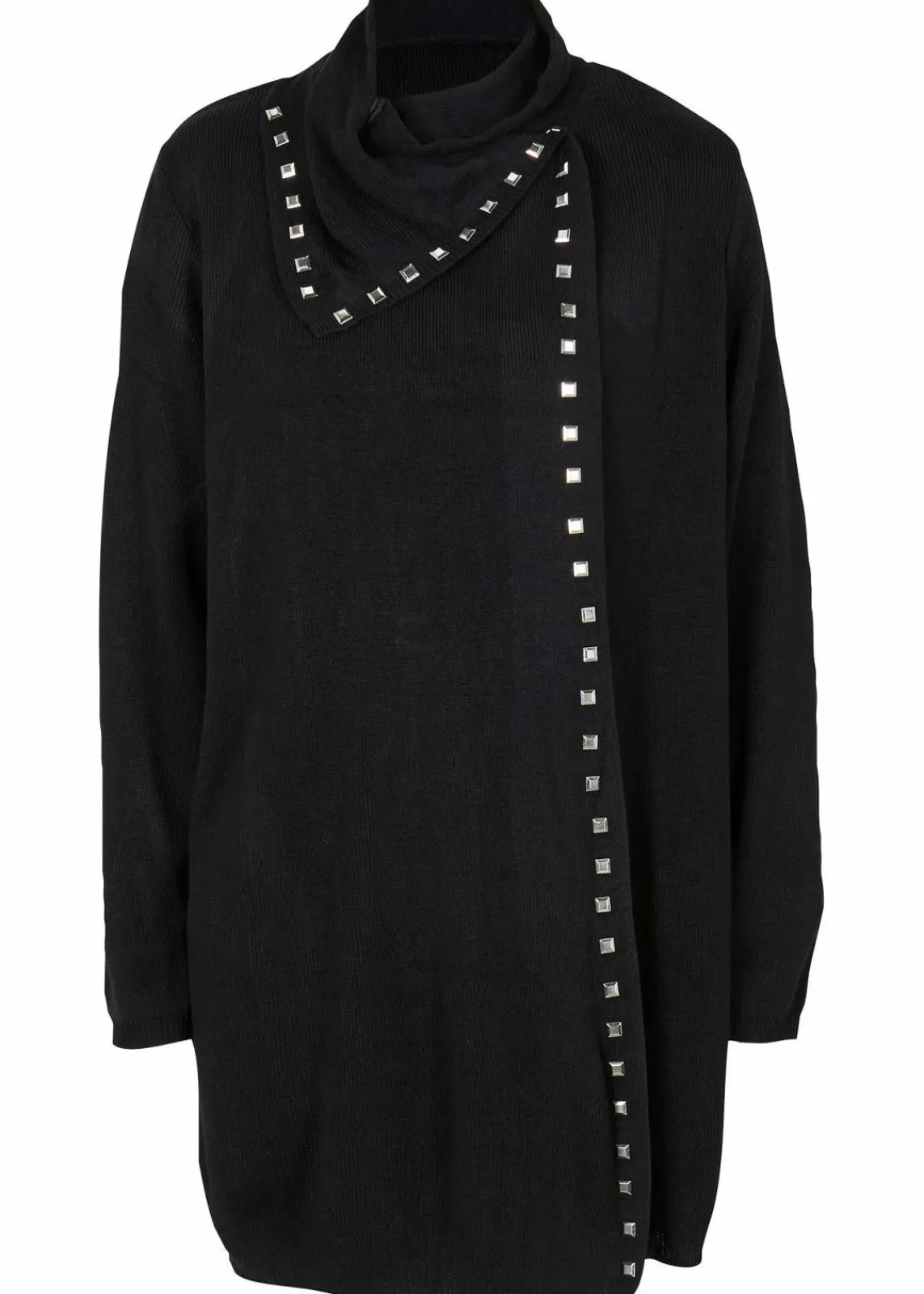 bonprix Bekleidung·Umstandsmode|Bekleidung·Jeans^Longstrickjacke mit Nietendetails schwarz/silber