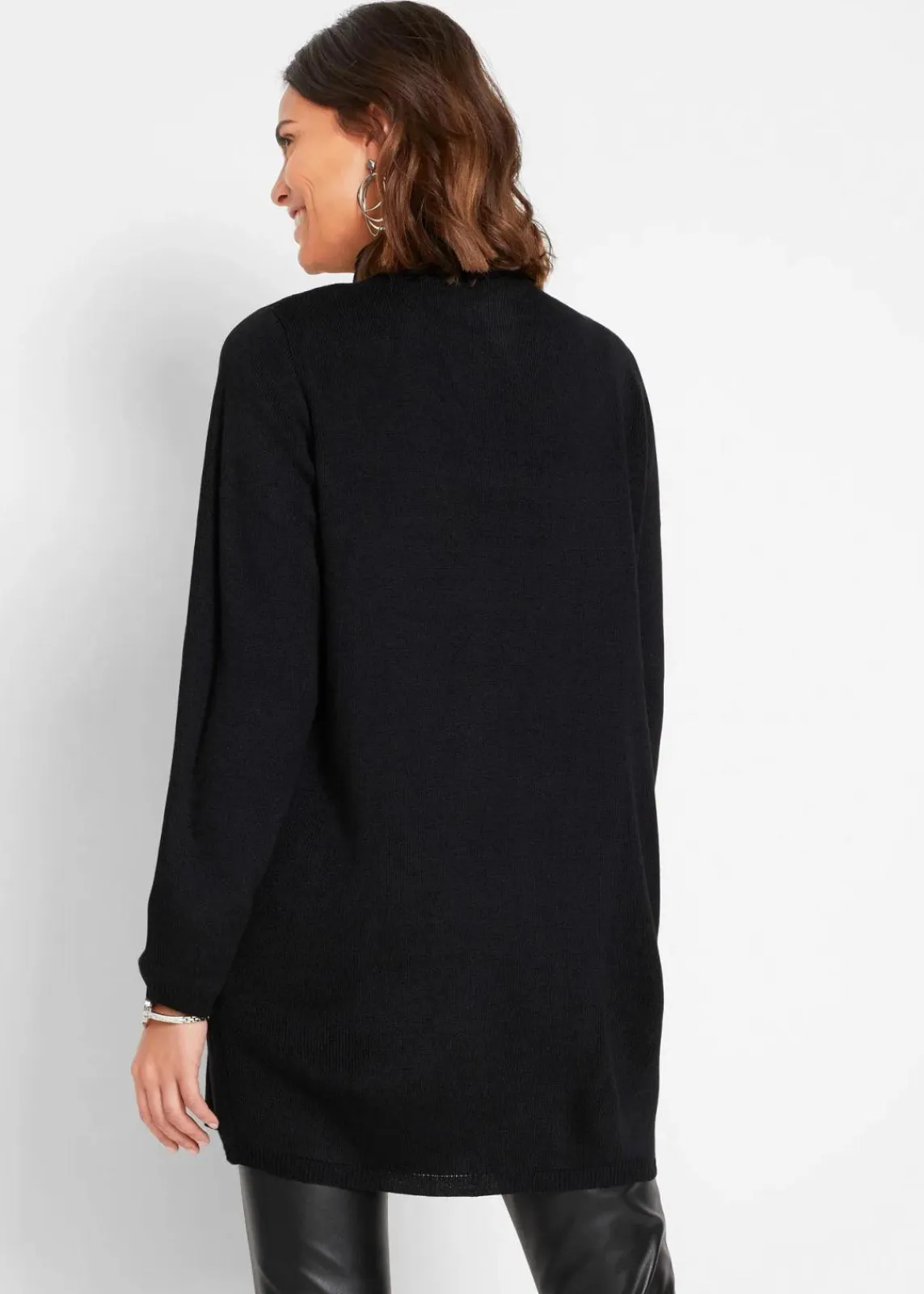 bonprix Bekleidung·Umstandsmode|Bekleidung·Jeans^Longstrickjacke mit Nietendetails schwarz/silber