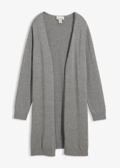 bonprix Strickmode|Pullover & Strickjacken^Longstrickjacke mit Rollkanten grau meliert meliert