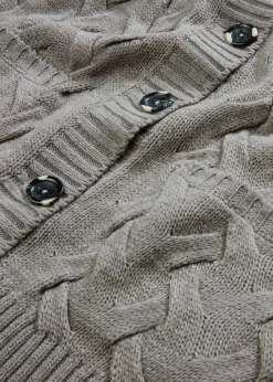 bonprix Bekleidung·Umstandsmode|Pullover & Strickjacken^Longstrickjacke mit Schalkragen und Zopfmuster grau meliert