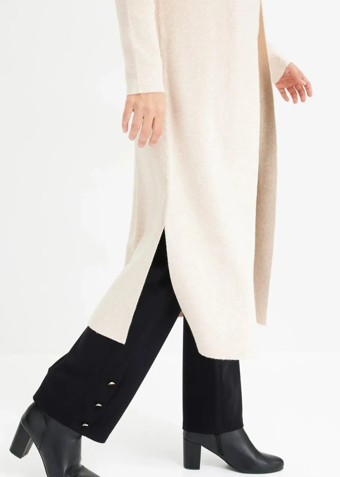 bonprix Pullover & Strickjacken|Strickmode^Longstrickjacke mit Viskose beige meliert