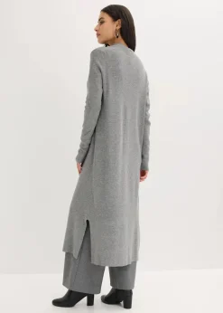 bonprix Bekleidung·Umstandsmode|Pullover & Strickjacken^Longstrickjacke mit Viskose grau meliert