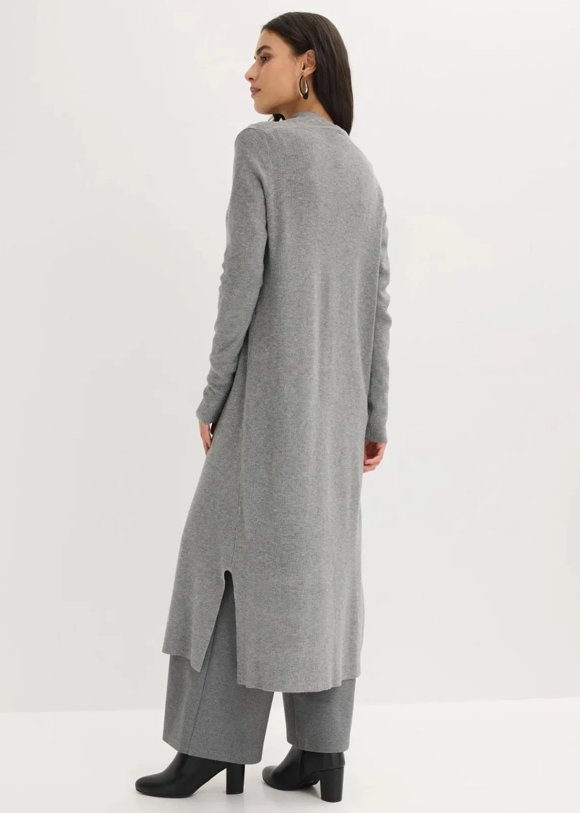 bonprix Bekleidung·Umstandsmode|Pullover & Strickjacken^Longstrickjacke mit Viskose grau meliert