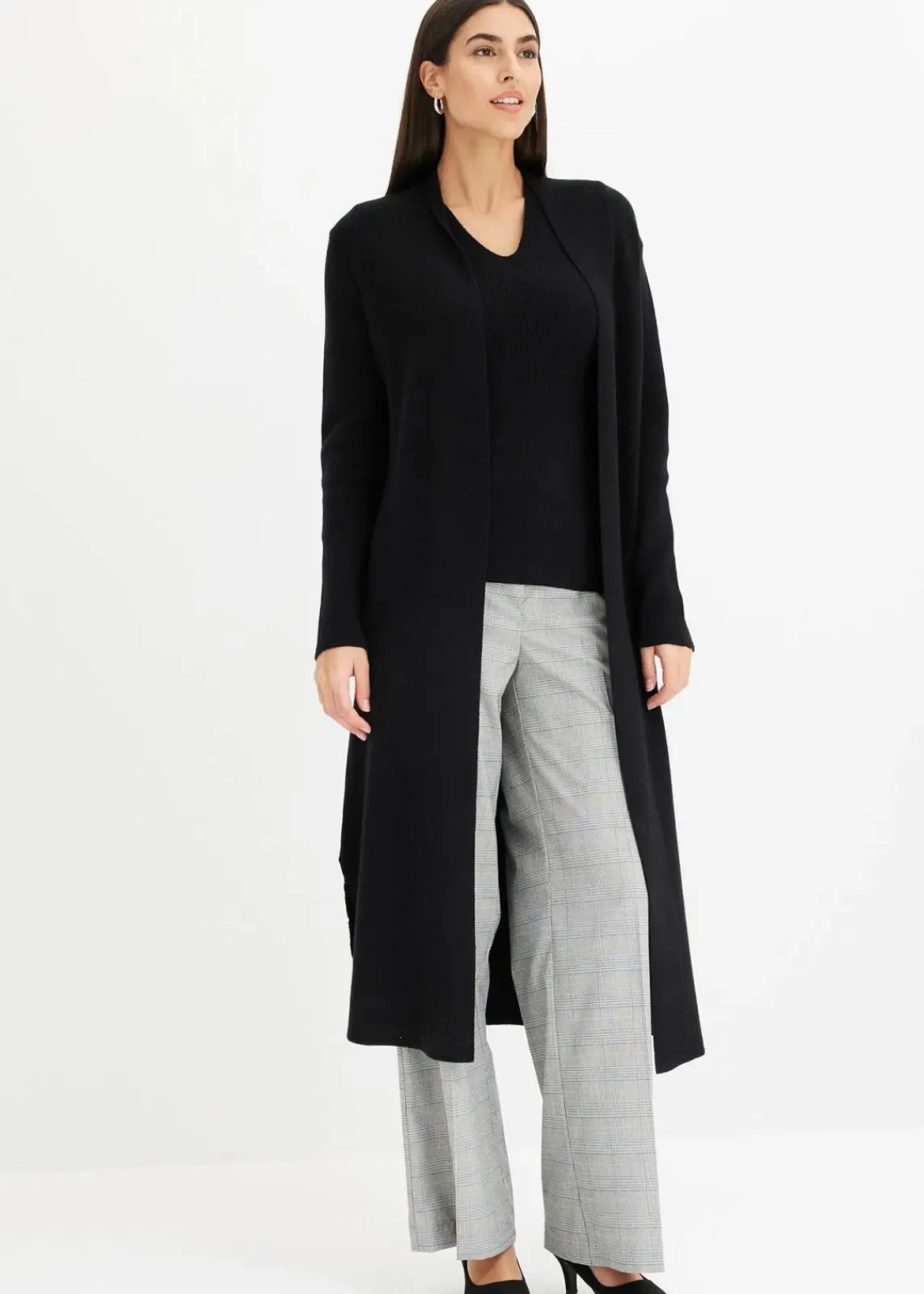 bonprix Pullover & Strickjacken|Strickmode^Longstrickjacke mit Viskose schwarz