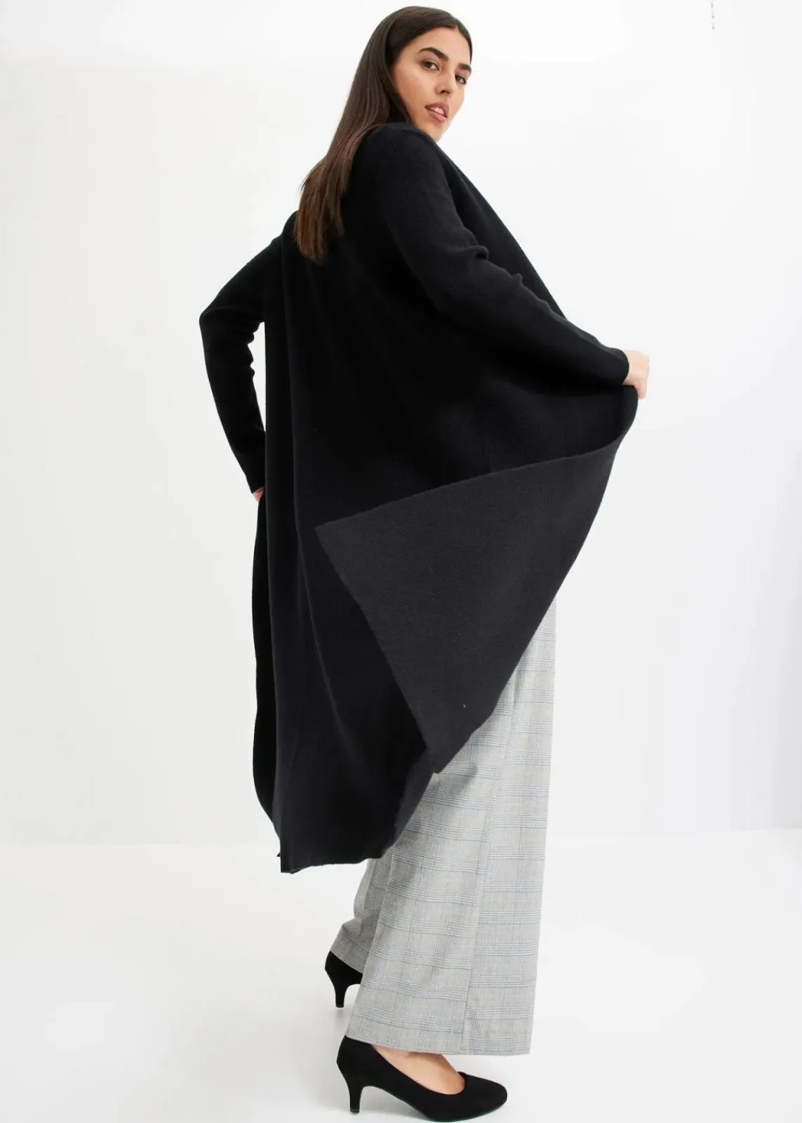 bonprix Pullover & Strickjacken|Strickmode^Longstrickjacke mit Viskose schwarz