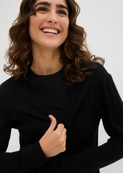 bonprix Bekleidung·Röcke|Bekleidung·Jeans^Longstrickjacke, offen schwarz