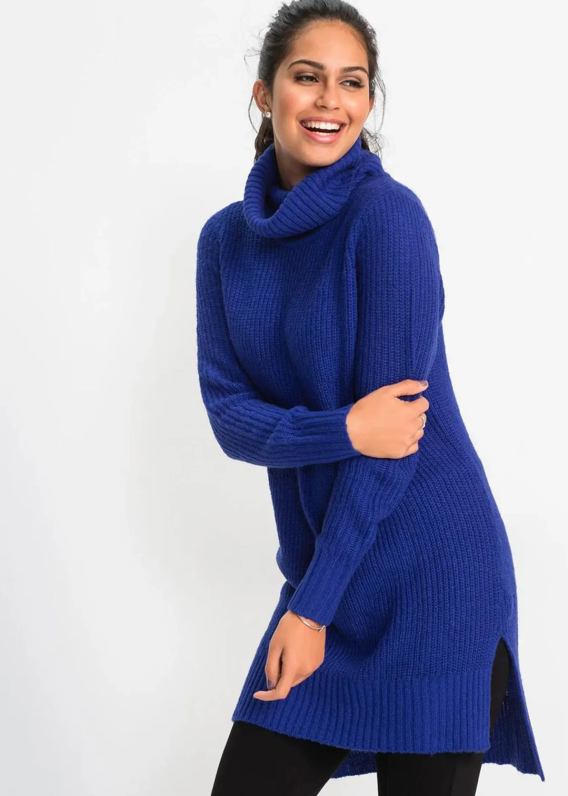 bonprix Pullover & Strickjacken|Strickmode^Long-Strickpullover saphirblau