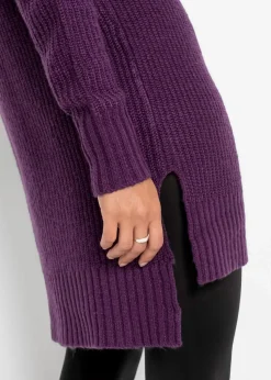 bonprix Strickmode|Pullover & Strickjacken^Long-Strickpullover dunkellila