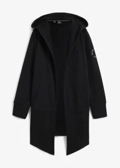 bonprix Bekleidung·Blusen & Tuniken|Nachhaltigere Materialien^Long-Sweatjacke schwarz