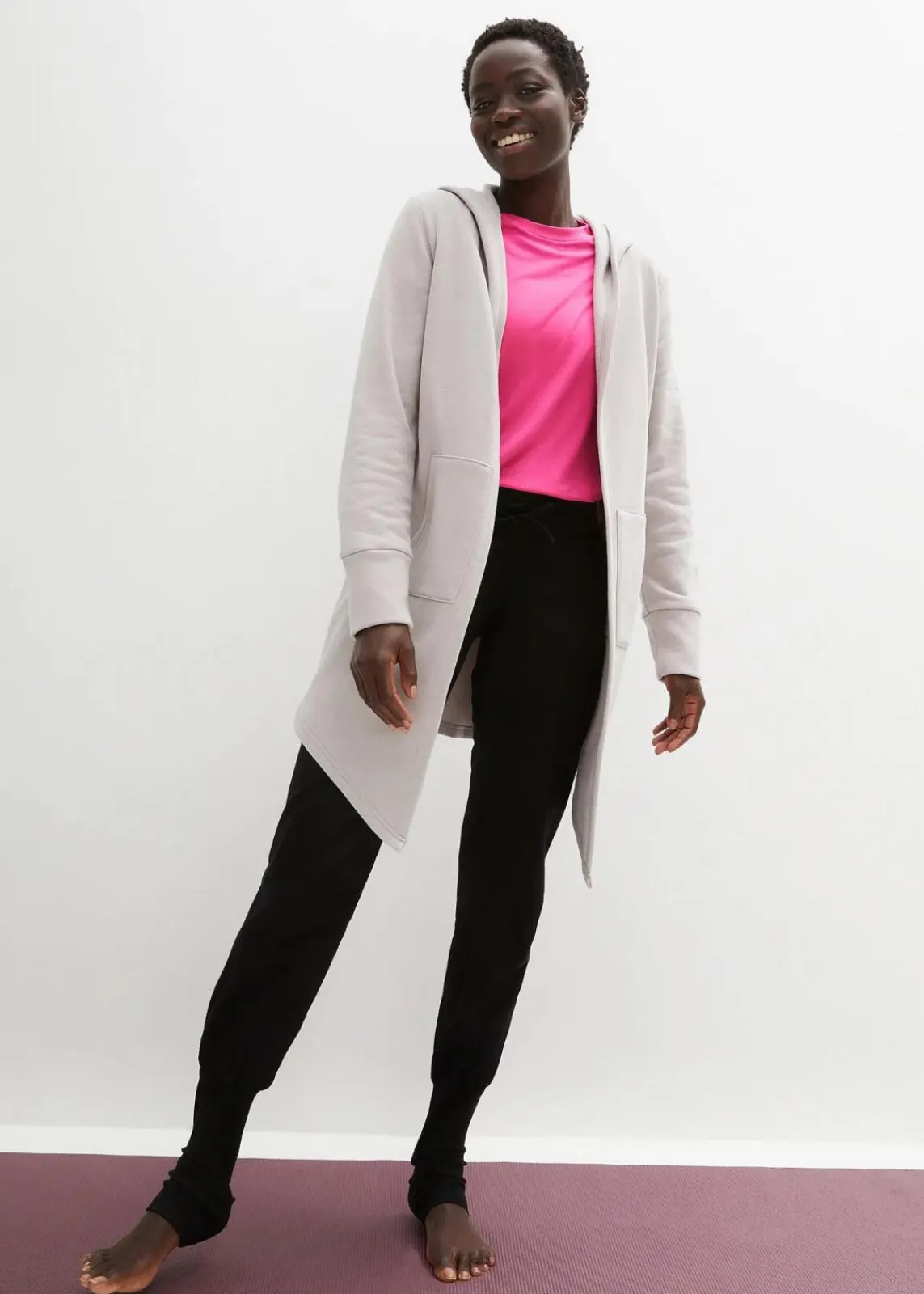 bonprix Sweat|Nachhaltigere Materialien^Long-Sweatjacke hellgrau