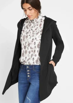 bonprix Bekleidung·Blusen & Tuniken|Sweat^Long-Sweatjacke aus Baumwoll-Mix schwarz