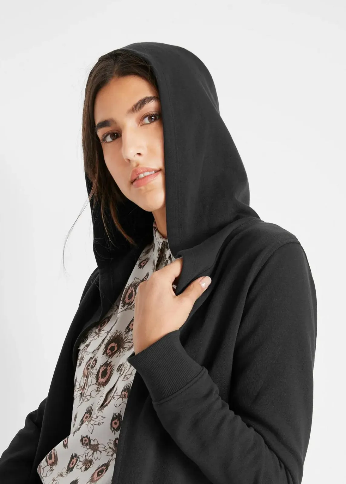 bonprix Bekleidung·Blusen & Tuniken|Sweat^Long-Sweatjacke aus Baumwoll-Mix schwarz