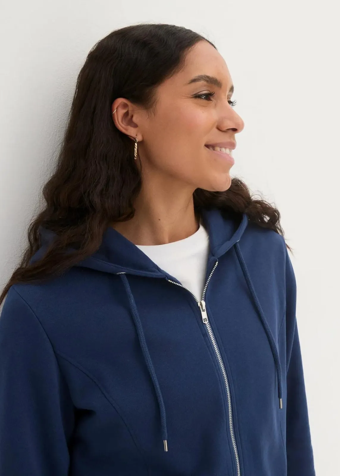 bonprix Sweat|Bekleidung·Blusen & Tuniken^Long-Sweatjacke mit Reißverschlusstaschen tiefblau