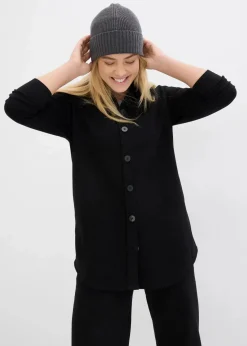 bonprix Bekleidung·Blusen & Tuniken|Sweat^Long-Sweatjacke mit Taschen schwarz