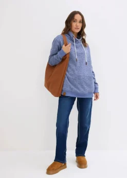 bonprix Sweat|Bekleidung·Blusen & Tuniken^Long-Sweatshirt mattblau meliert