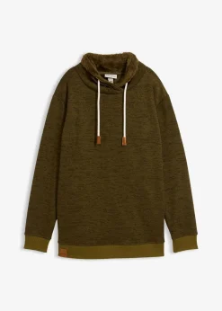 bonprix Sweat|Bekleidung·Blusen & Tuniken^Long-Sweatshirt erdoliv meliert