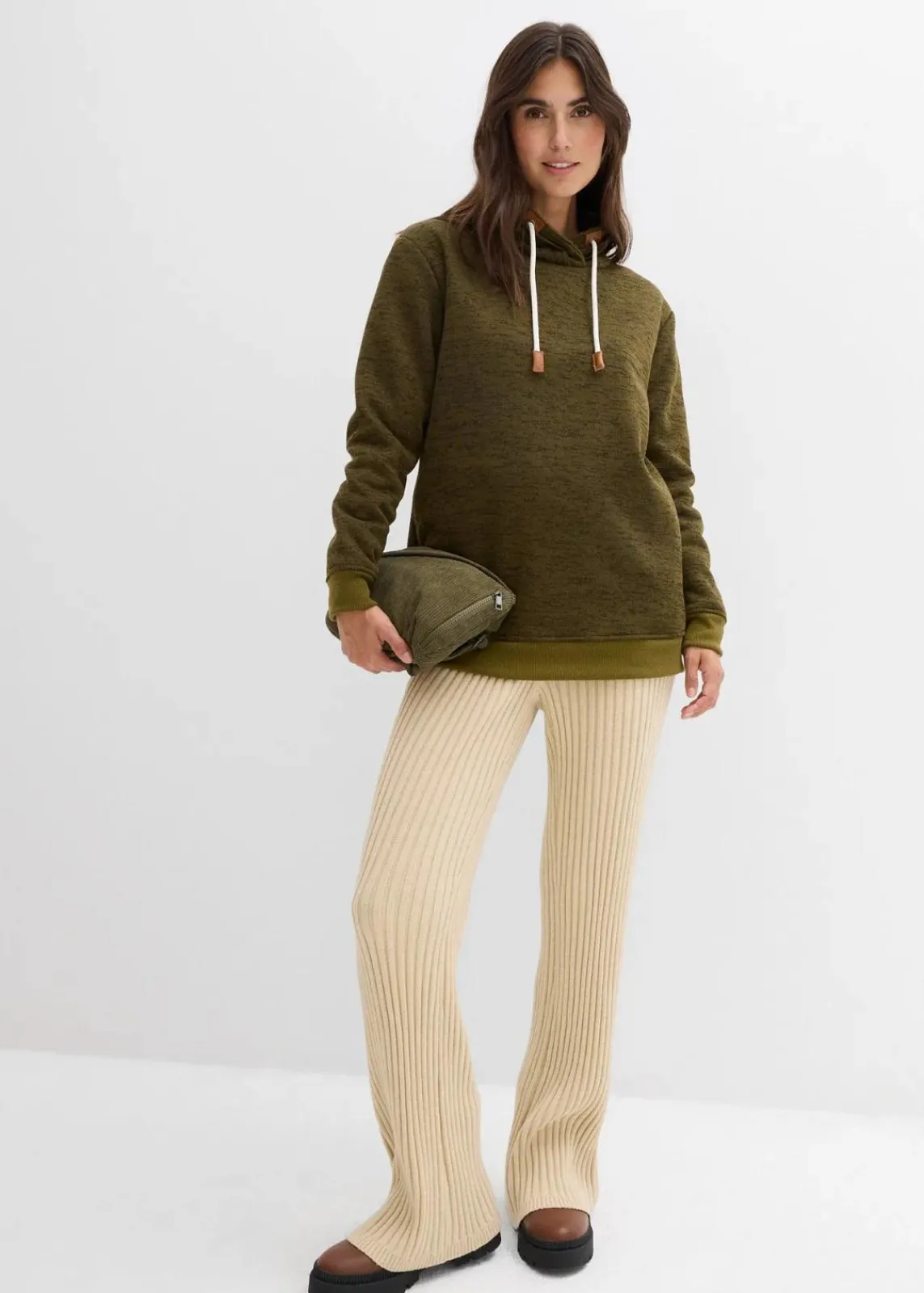 bonprix Sweat|Bekleidung·Blusen & Tuniken^Long-Sweatshirt erdoliv meliert