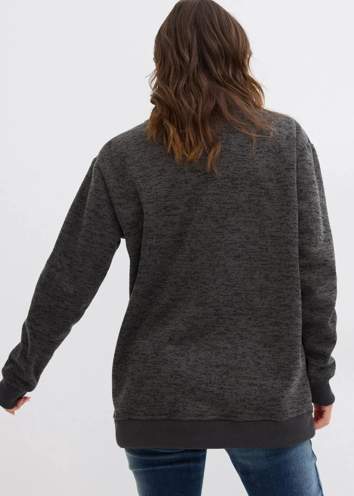 bonprix Bekleidung·Blusen & Tuniken|Sweat^Long-Sweatshirt anthrazit meliert meliert