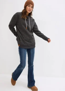 bonprix Bekleidung·Blusen & Tuniken|Sweat^Long-Sweatshirt anthrazit meliert meliert