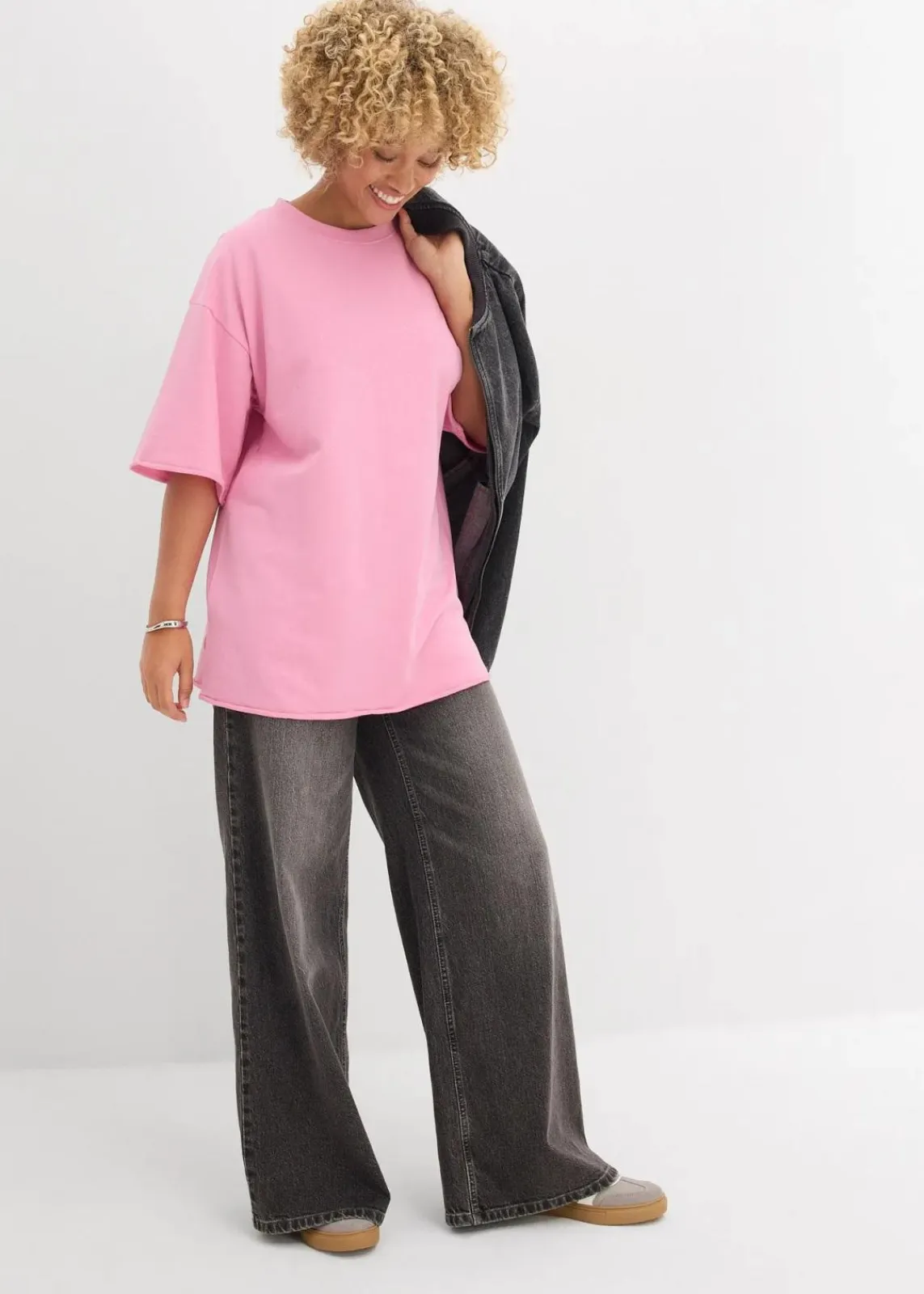bonprix Sweat|Zweiteiler & Sets^Long-Sweatshirt aus reiner Baumwolle blütenpink