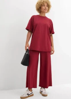 bonprix Sweat|Zweiteiler & Sets^Long-Sweatshirt aus reiner Baumwolle pflaumenrot