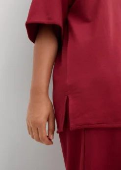 bonprix Sweat|Zweiteiler & Sets^Long-Sweatshirt aus reiner Baumwolle pflaumenrot