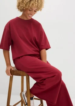 bonprix Sweat|Zweiteiler & Sets^Long-Sweatshirt aus reiner Baumwolle pflaumenrot