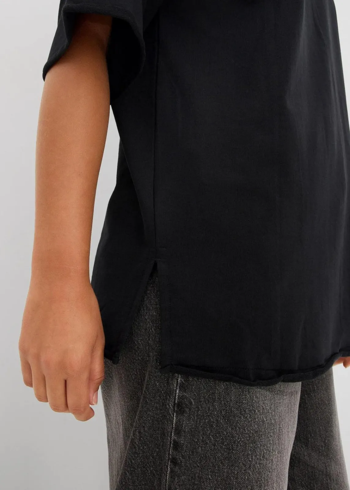 bonprix Bekleidung·Blusen & Tuniken|Zweiteiler & Sets^Long-Sweatshirt aus reiner Baumwolle schwarz