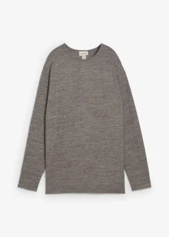 bonprix Sweat|Zweiteiler & Sets^Long-Sweatshirt in Strickoptik anthrazit meliert