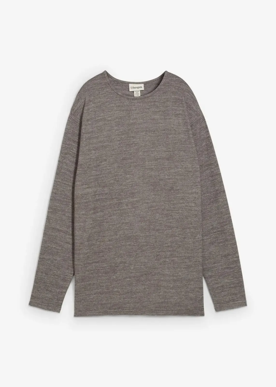 bonprix Sweat|Zweiteiler & Sets^Long-Sweatshirt in Strickoptik anthrazit meliert