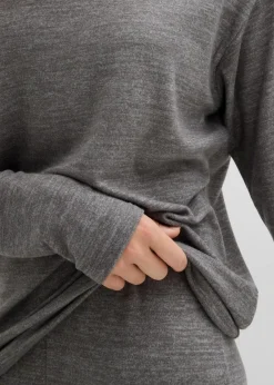 bonprix Sweat|Zweiteiler & Sets^Long-Sweatshirt in Strickoptik anthrazit meliert