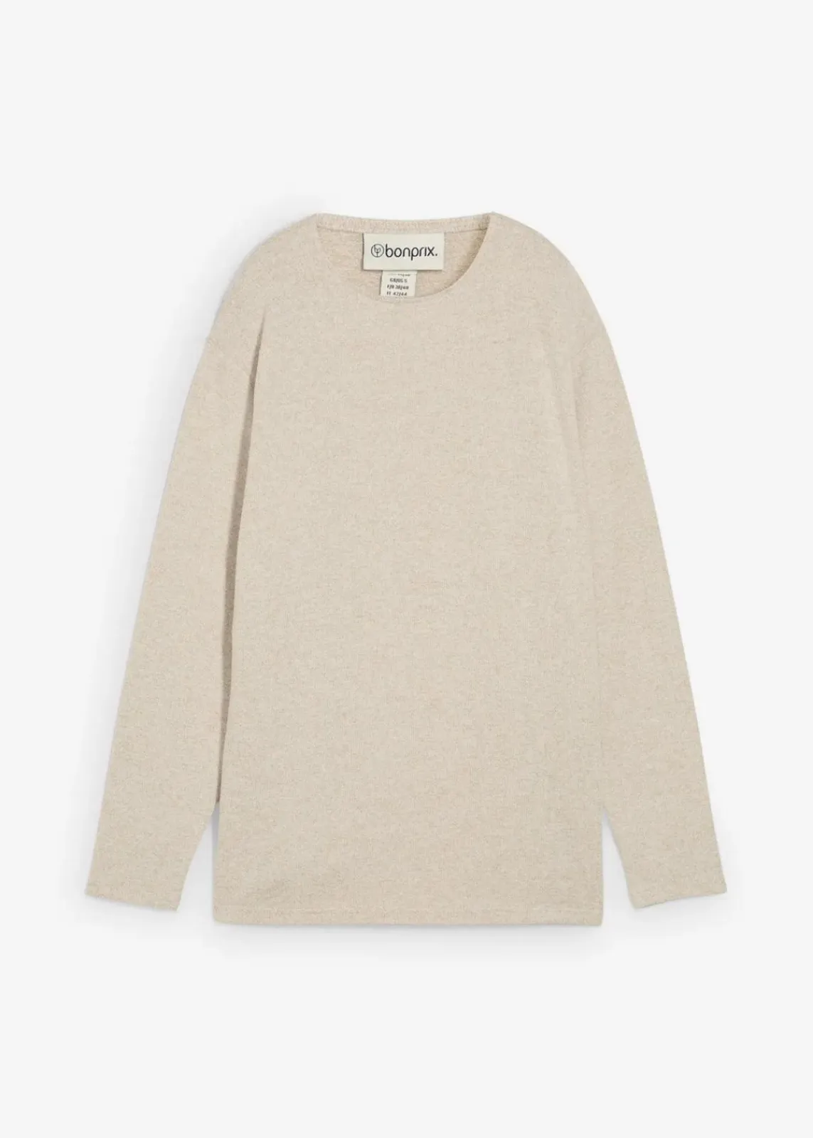 bonprix Bekleidung·Blusen & Tuniken|Zweiteiler & Sets^Long-Sweatshirt in Strickoptik hellsand meliert
