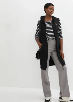 bonprix Bekleidung·Blusen & Tuniken|Bekleidung·Hosen^Long-Sweatweste mit Kapuze aus Baumwoll-Mix schwarz