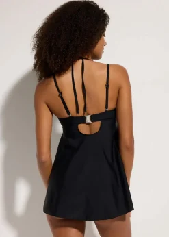 bonprix Nachhaltigere Materialien|Bademode·Tankinis^Long-Tankini mit verzierten Trägern (2-tlg.Set) schwarz