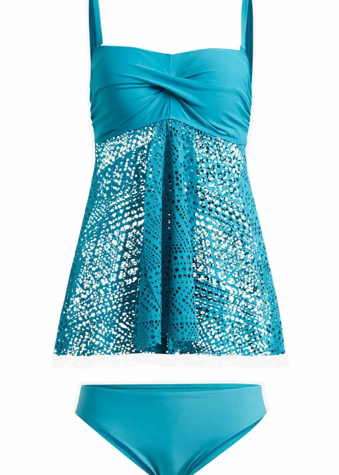 bonprix Nachhaltigere Materialien|Tankinis^Long-Tankini (2-tlg. Set) mit Spitze petrol